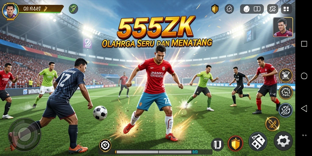 Screenshot gameplay 555ZK menampilkan aksi olahraga yang seru.