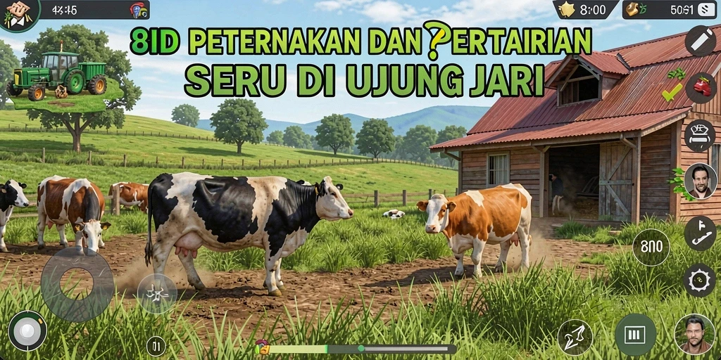 Tampilan gameplay <strong>8ID</strong> menampilkan aktivitas pertanian yang seru dan interaktif.