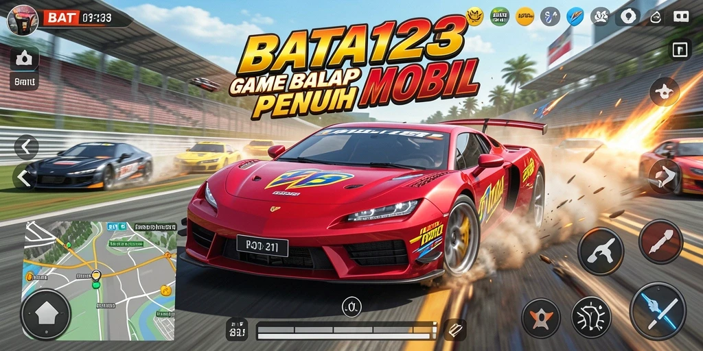 Tampilan mendebarkan dari balapan mobil di BATA123.