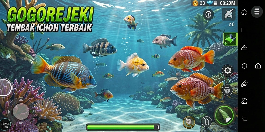 Tampilan gameplay menarik dari GOGOREJEKI dengan aksi menembak ikan.