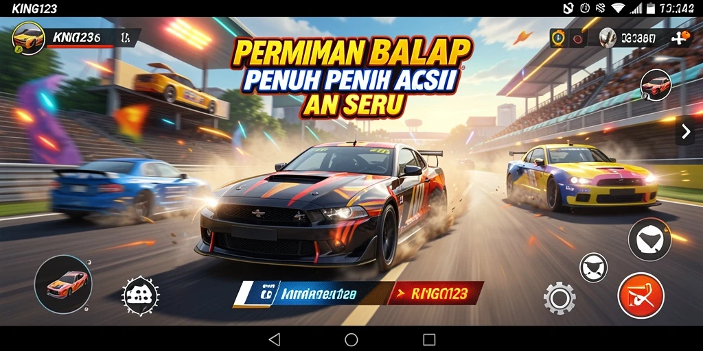 Tampilan gameplay balap yang seru dan menantang di KING123.