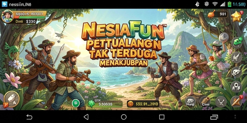 Screenshot utama NESIAFUN menampilkan aksi petualangan seru di dunia luas.