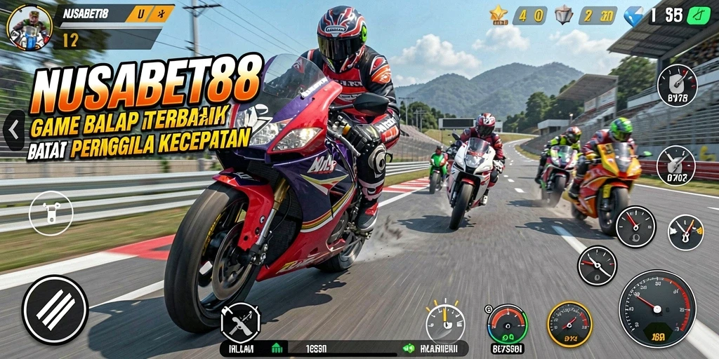 Tampilan gameplay balap motor yang mendebarkan di NUSABET88.