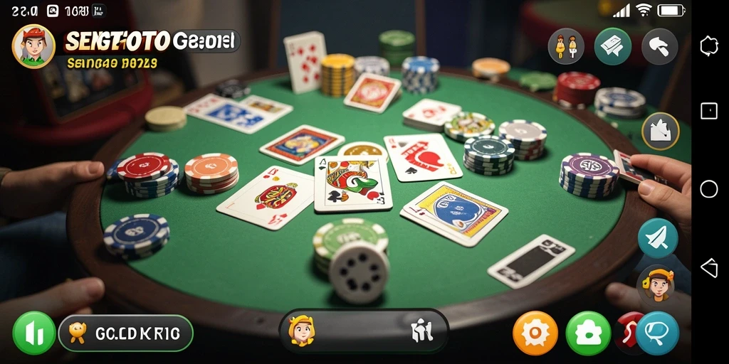 Gameplay SENGTOTO dengan desain kartu Gaple yang menarik dan interaktif.