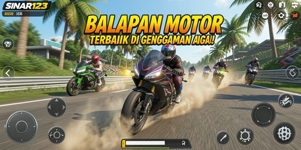 Gameplay balapan motor yang mendebarkan dan realistis.