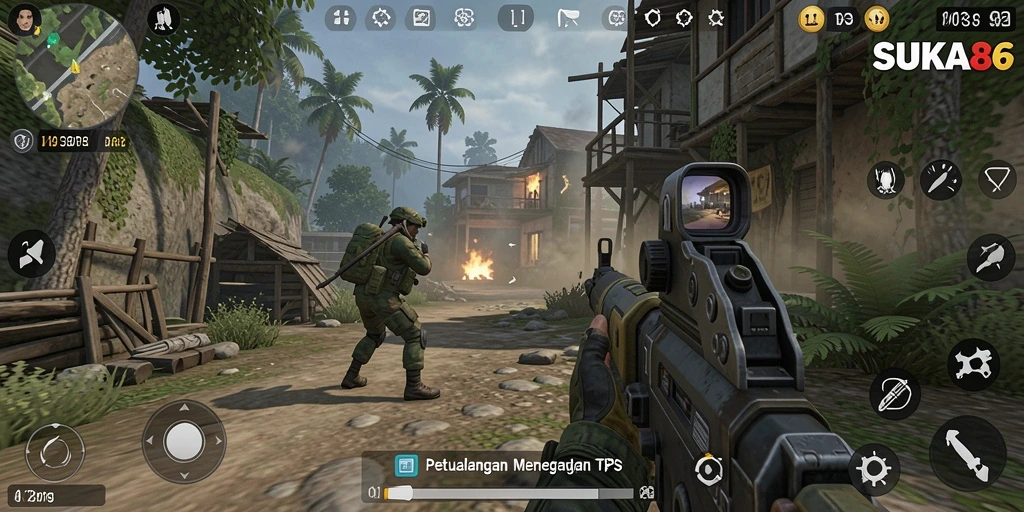 Tangkapan layar gameplay SUKA86 yang menunjukkan aksi menegangkan dalam TPS.