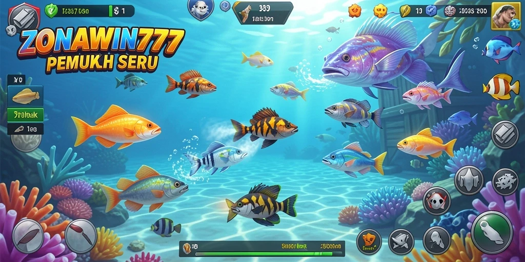 Screenshot menampilkan aksi menembak ikan di ZONAWIN777 dengan grafis menarik.